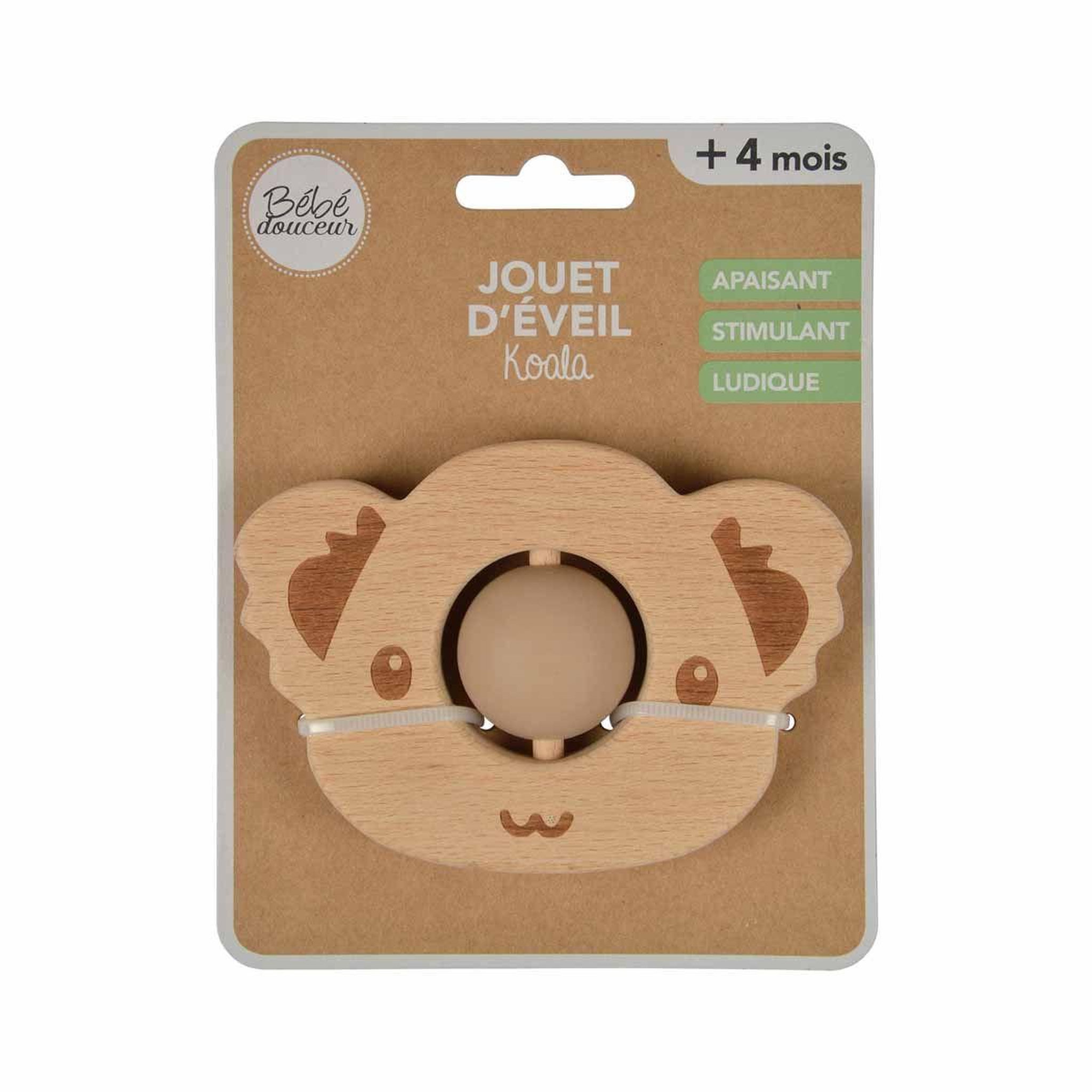 Voir la diapositive 3 : BEBE DOUCEUR Jouet d'Éveil Bébé  Koala avec Boule  8cm Naturel