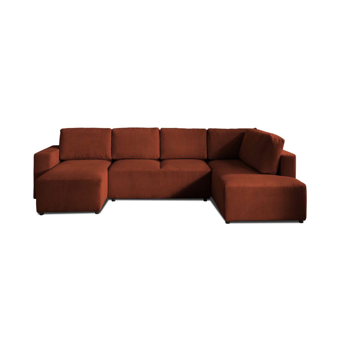 LISA DESIGN Livy - canapé panoramique convertible - avec coffre - en velours côtelé - 7 places - droit