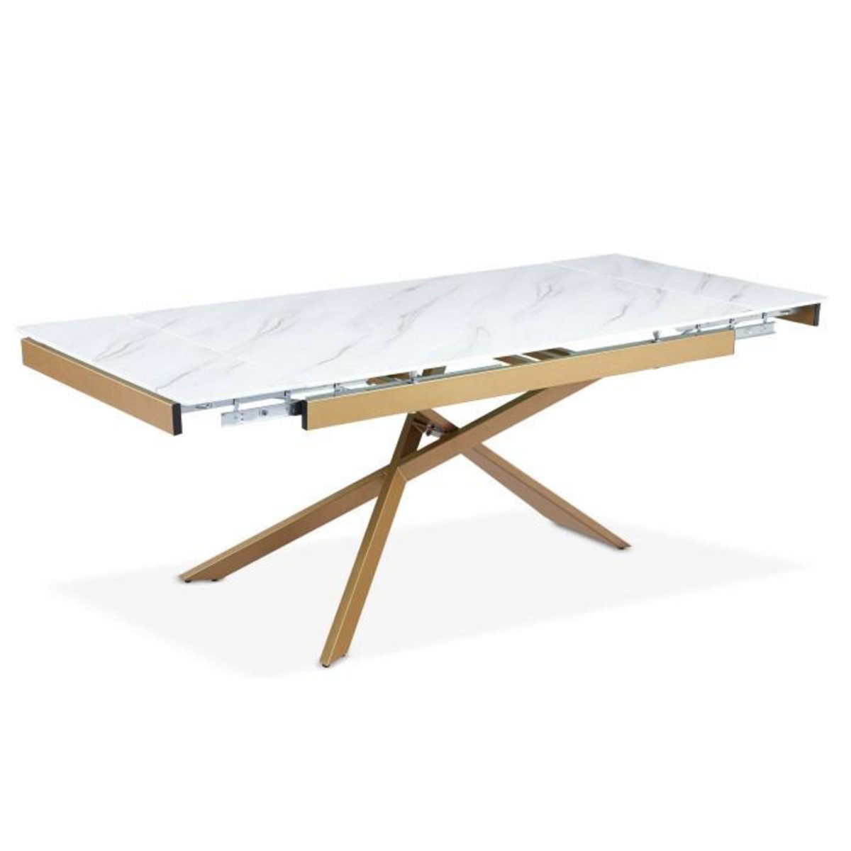 Paris Prix Table à Manger Extensible  Lara  150-210cm Blanc & Or