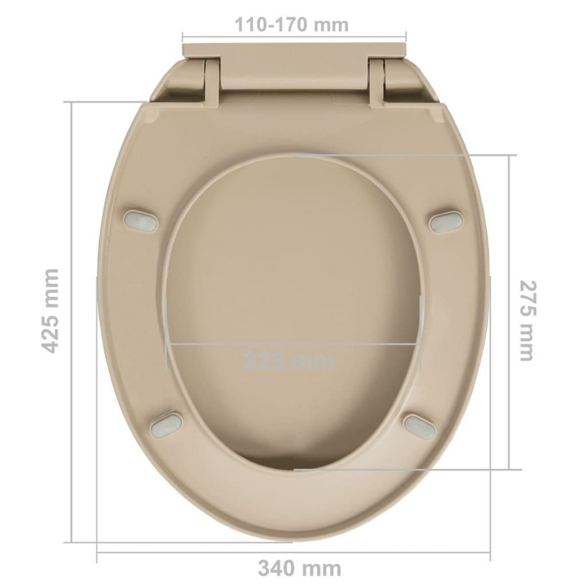 VIDAXL Siege de toilette a fermeture en douceur Beige Ovale