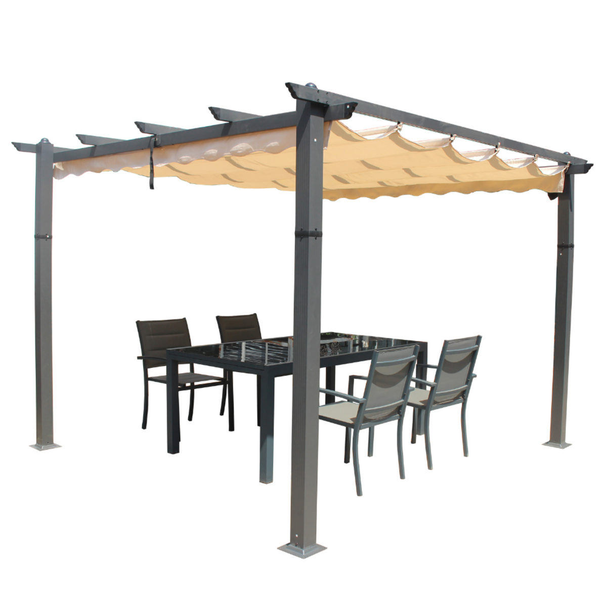 CONCEPT USINE Pergola taupe 3x3m en aluminium GAZEBO