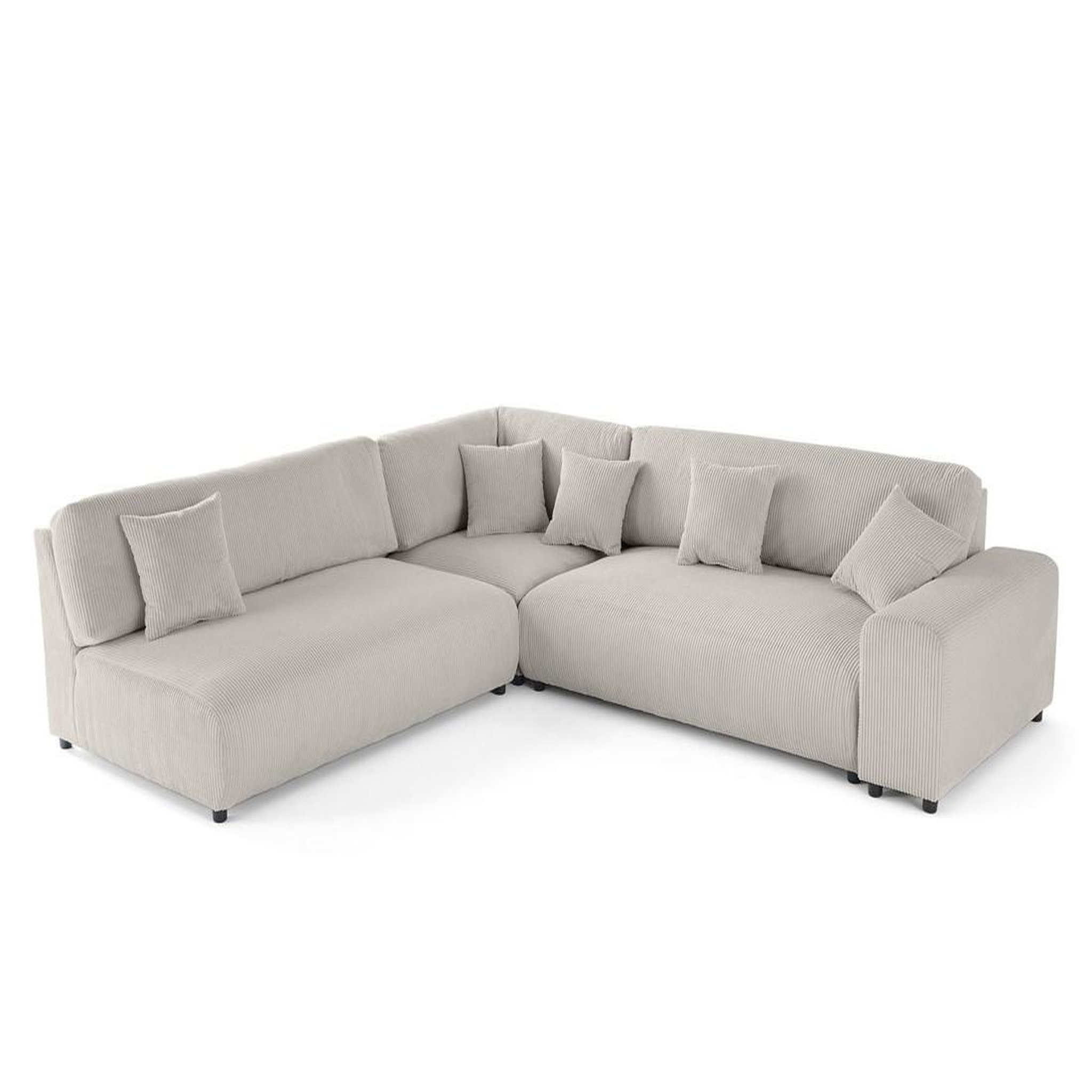 Voir la diapositive 3 : BEST MOBILIER Garance - canapé modulable d'angle gauche - 6 places - en velours côtelé