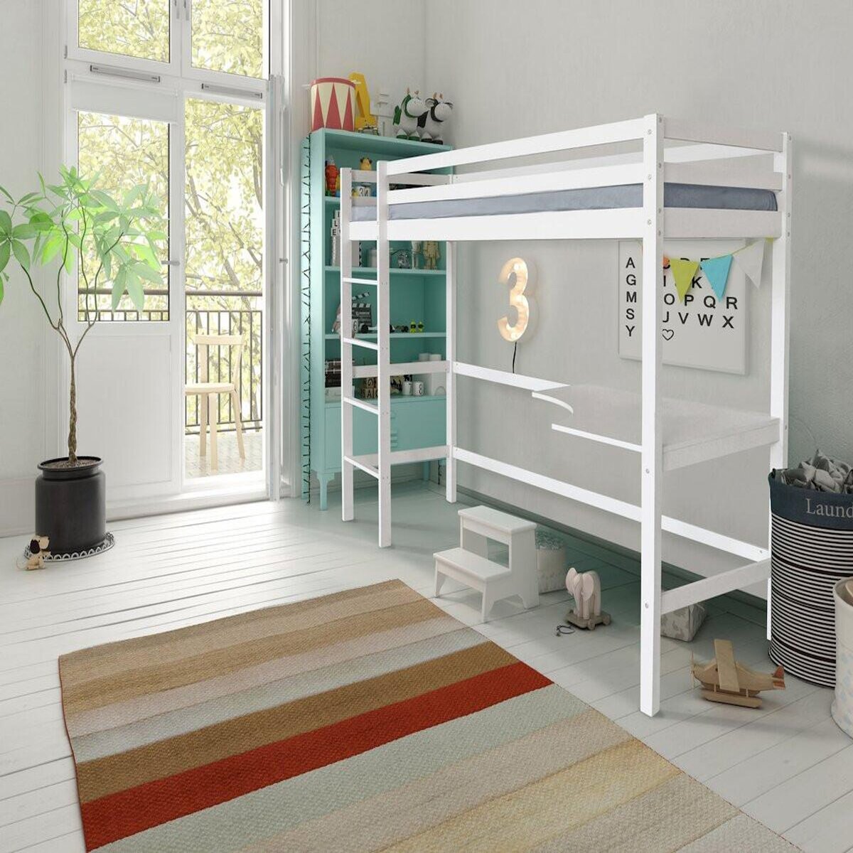 Habitat et Jardin Lit Enfant Mezzanine avec Bureau  Angéla  90 x 190 cm - Blanc