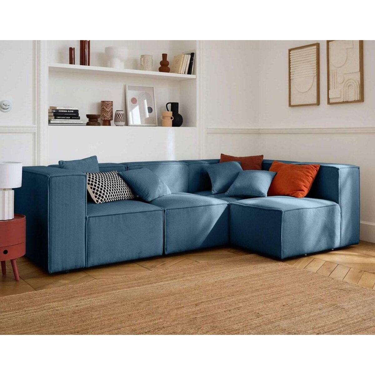 LISA DESIGN Arty - canapé modulable d'angle droit 4 places - en velours côtelé