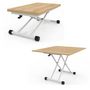 Voir la diapositive 4 : ID MARKET Table basse extensible relevable en table à manger rectangulaire URBANA plateau façon hêtre pied blanc