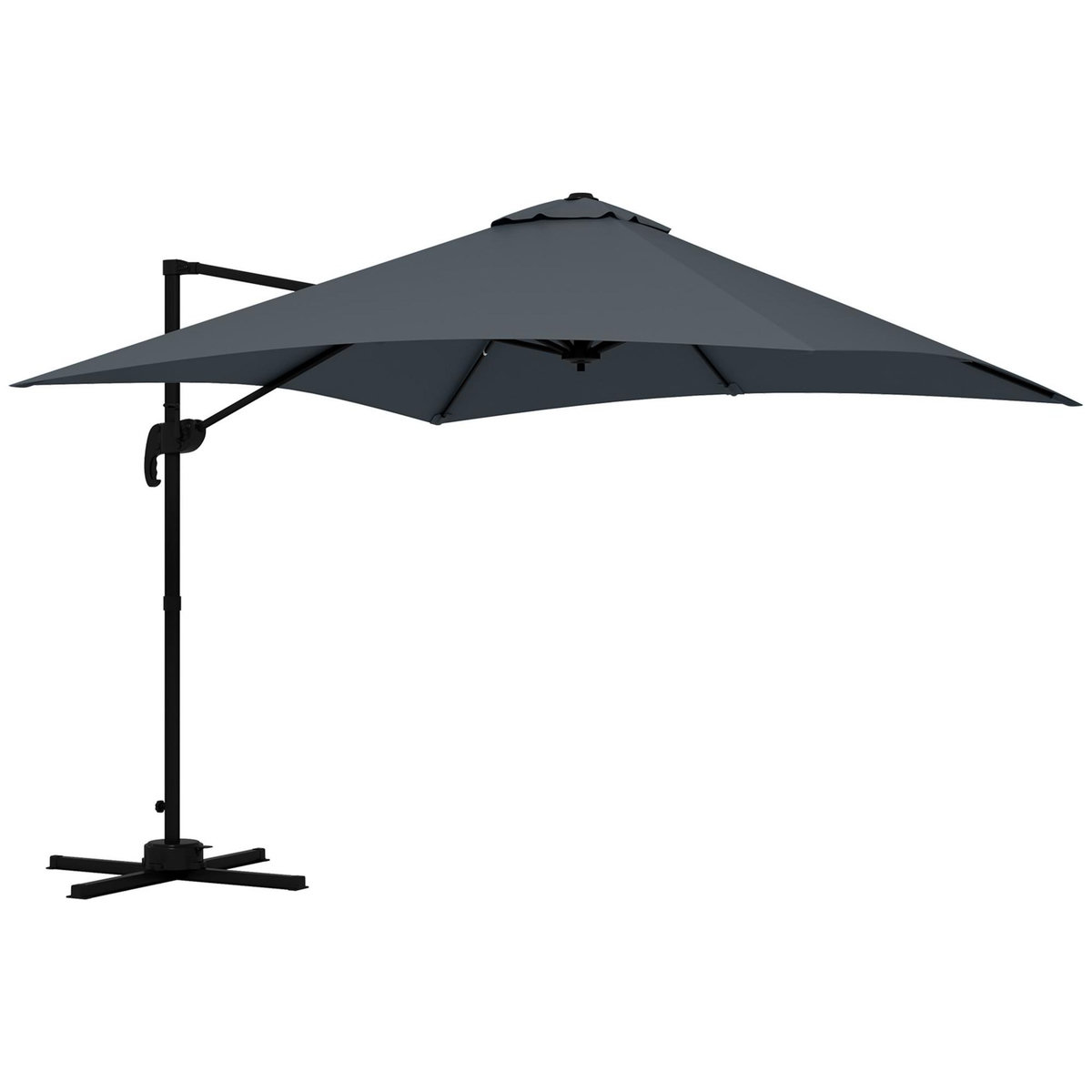 OUTSUNNY Parasol déporté carré inclinable pivotant 360° manivelle piètement acier dim. 2,95L x 2,95l x 2,66H m gris