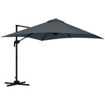 OUTSUNNY Parasol déporté carré inclinable pivotant 360° manivelle piètement acier dim. 2,95L x 2,95l x 2,66H m gris