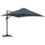 Voir la diapositive 1 : OUTSUNNY Parasol déporté carré inclinable pivotant 360° manivelle piètement acier dim. 2,95L x 2,95l x 2,66H m gris