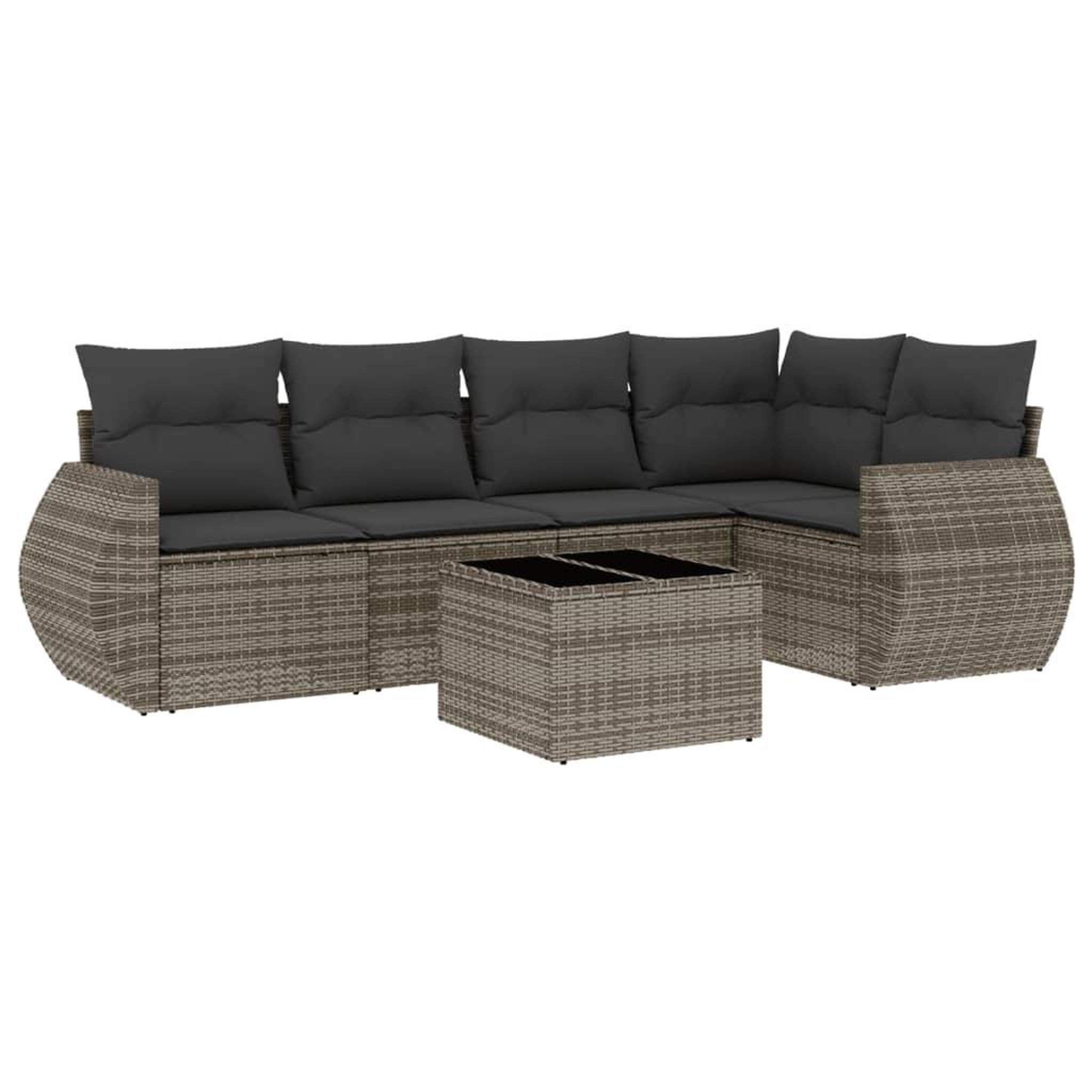 Voir la diapositive 2 : VIDAXL Salon de jardin 6 pcs avec coussins gris resine tressee