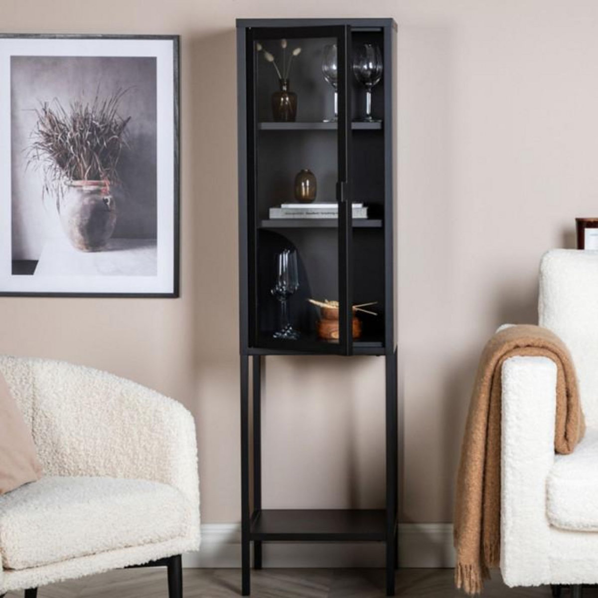 Paris Prix Vitrine Avec Porte en Verre  Misha  150cm Noir