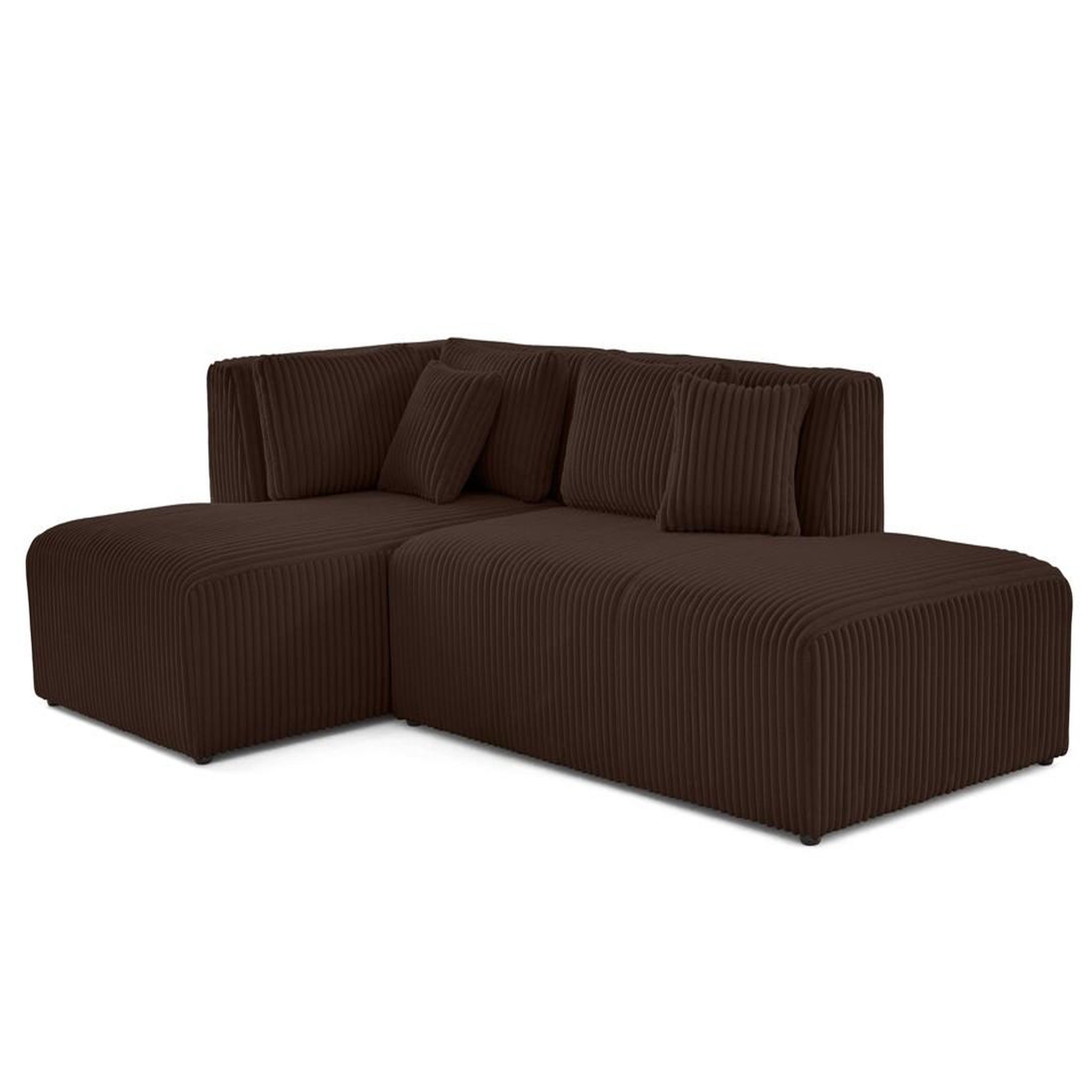 Voir la diapositive 5 : LISA DESIGN Victoire - canapé modulable d'angle gauche 4 places en velours côtelé grosses côtes