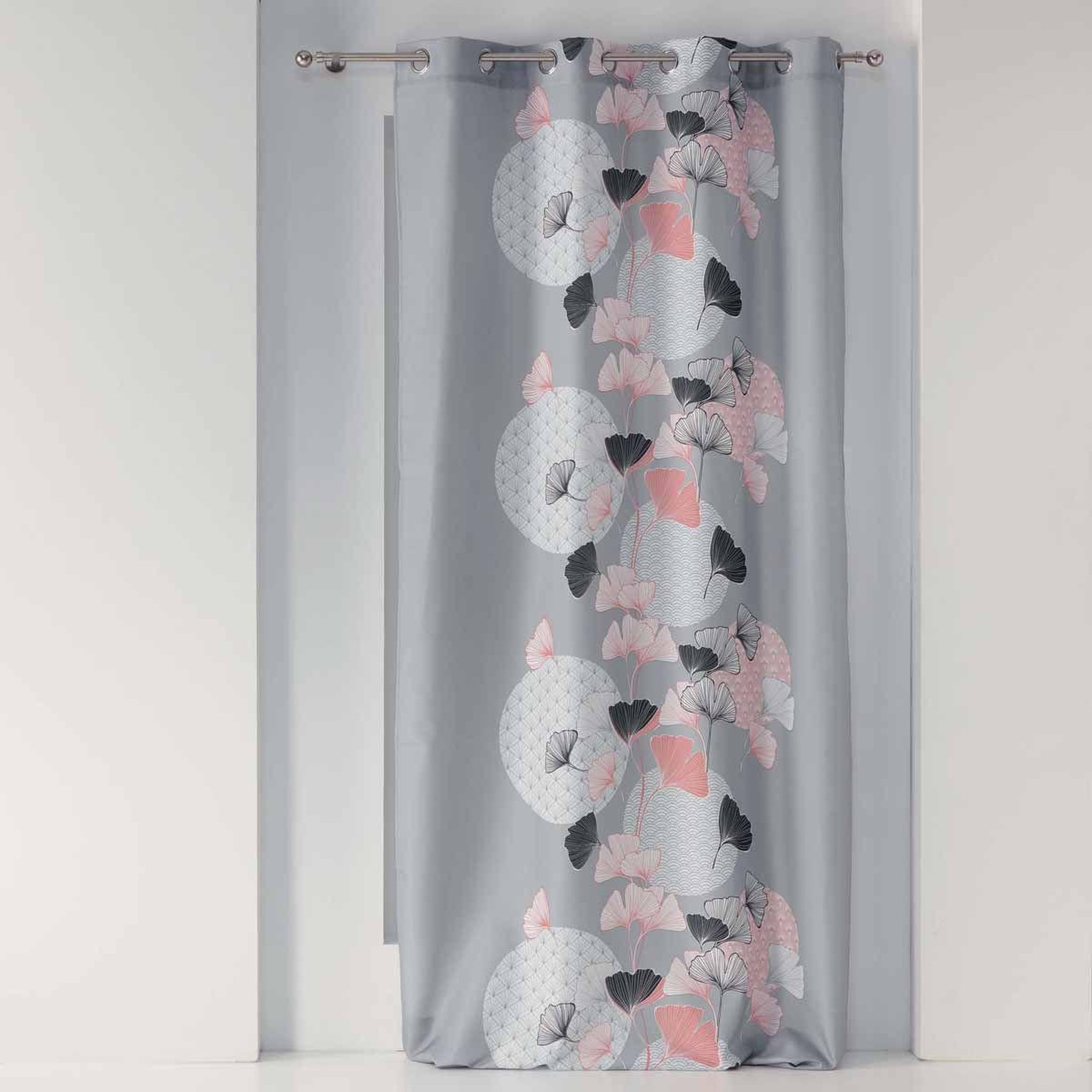 Douceur d'Intérieur Rideau à œillets imprimé  eden blush  140x260cm gris