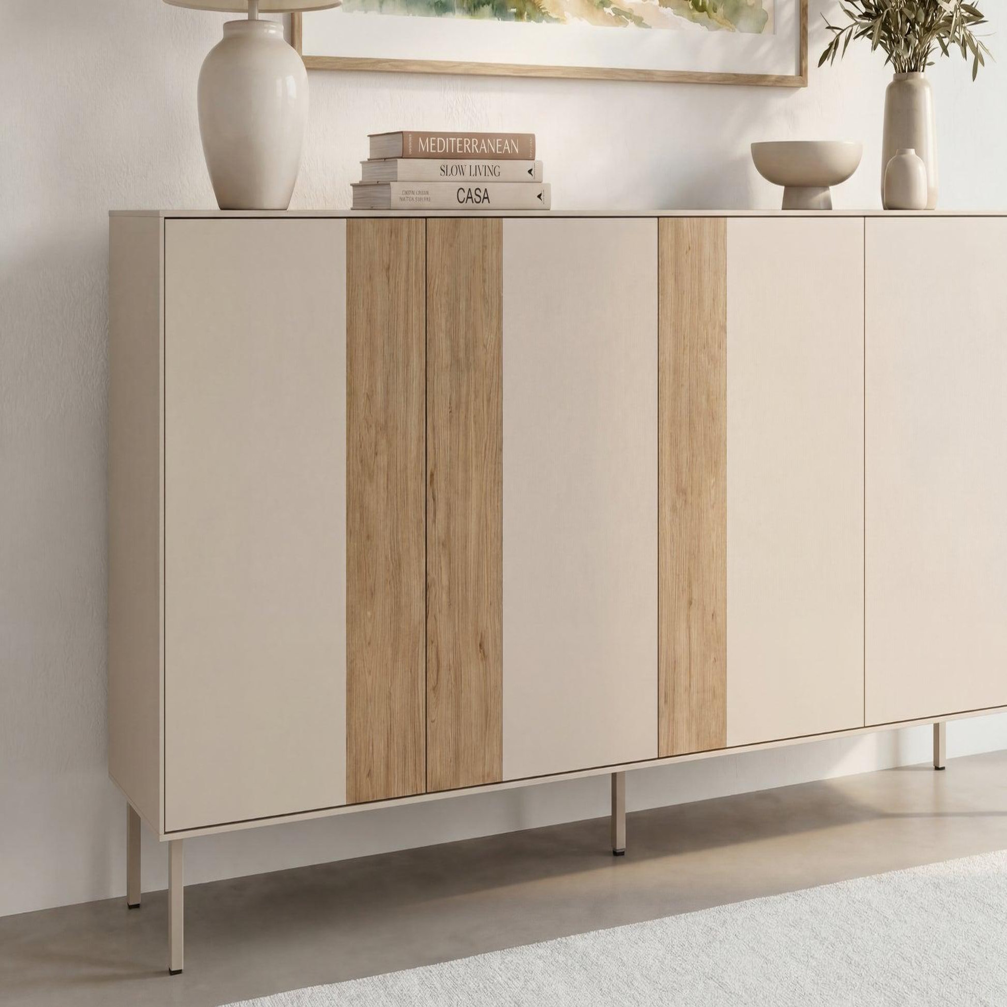 Voir la diapositive 3 : CASANOVA PARIS Eldio - buffet 180cm en mélamine beige