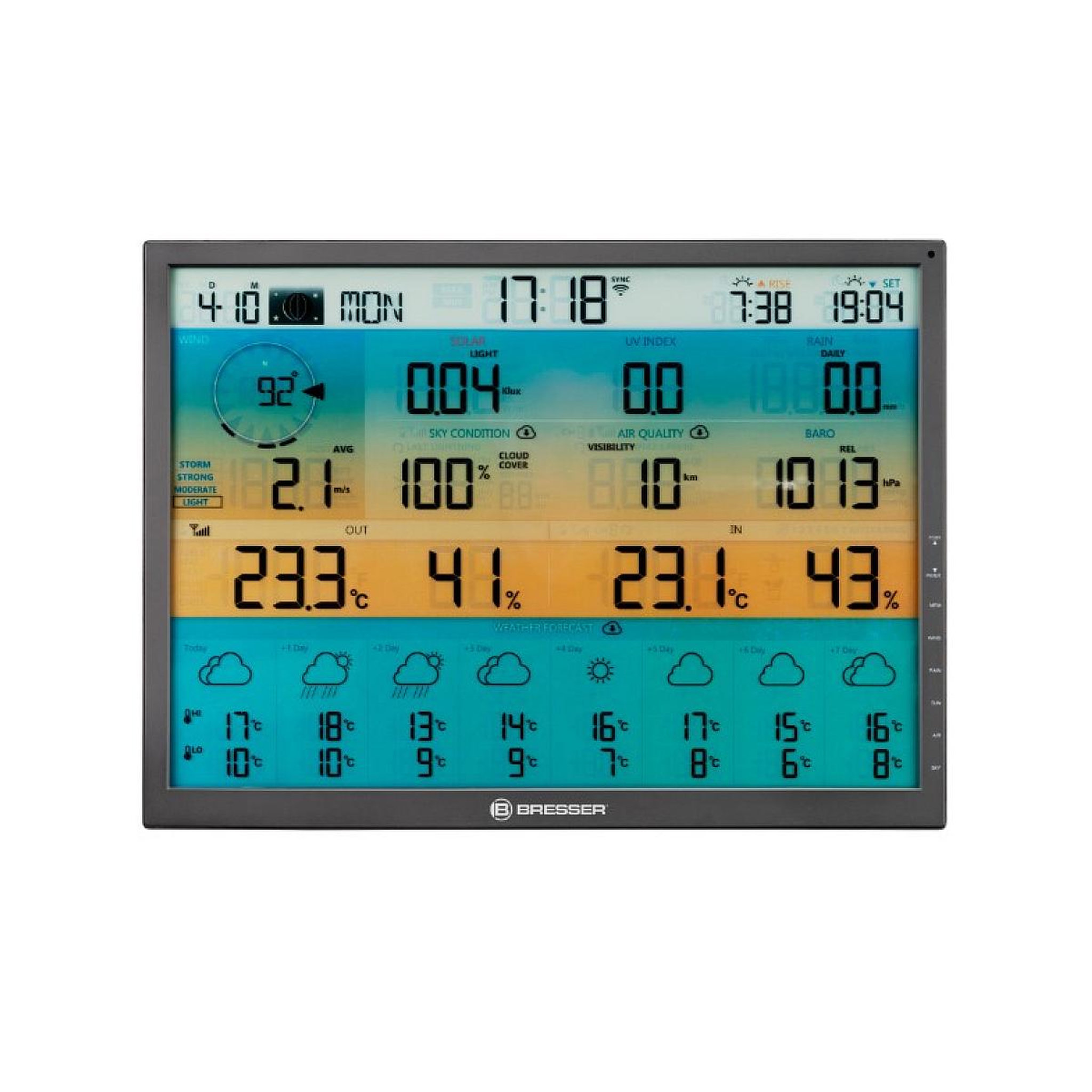 Voir la diapositive 3 : Bresser Centrale météo Wi-Fi 7-en-1 8 jours 4CAST