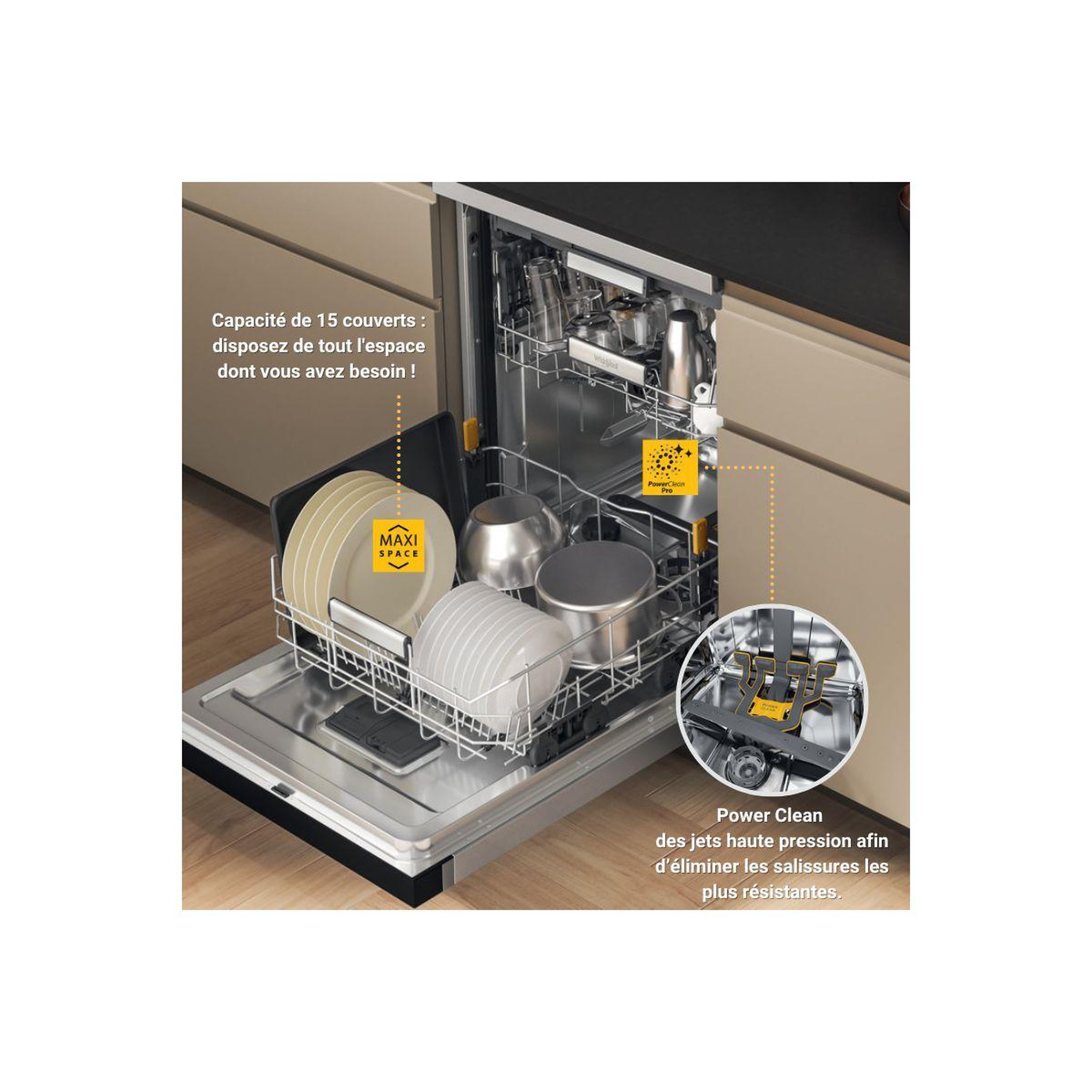 Voir la diapositive 2 : Whirlpool Lave vaisselle 60 cm w7fhs51x maxispace