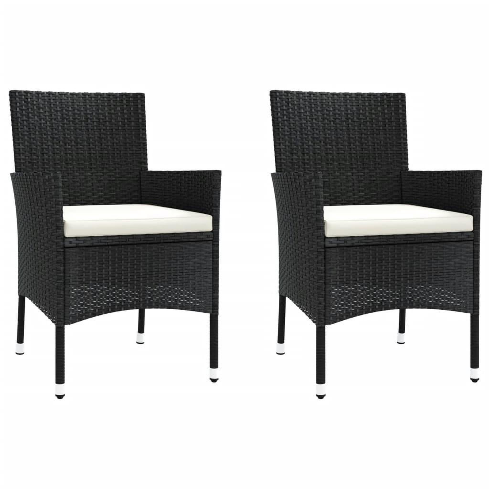 Voir la diapositive 4 : VIDAXL Ensemble de bistro de jardin 3 pcs coussins noir poly rotin