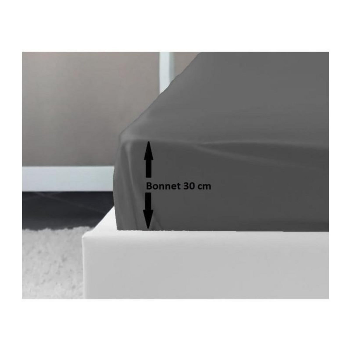 LOVELY HOME LOVELY HOME Drap Housse 100% coton 180x200x30 cm gris fonce