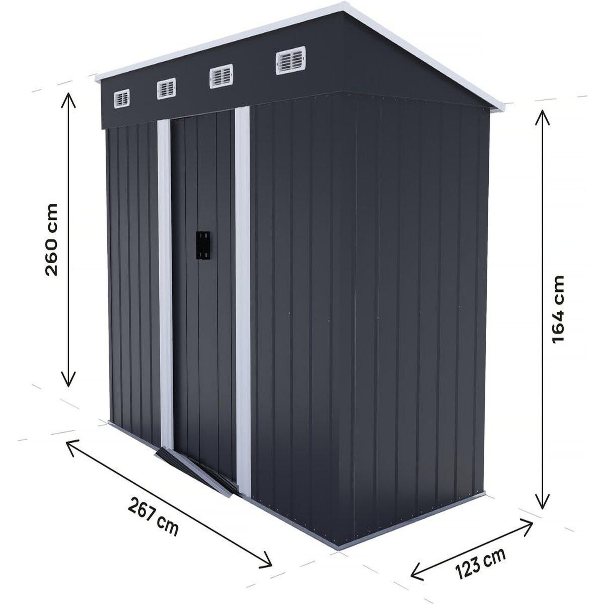 Voir la diapositive 3 : Habitat et Jardin Abri de jardin métal monopente  denver  - 3,32 m² - gris