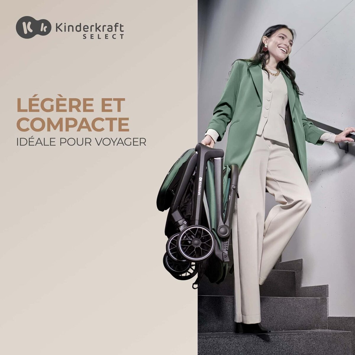 KINDERKRAFT Poussette de voyage légère avec pliage automatique