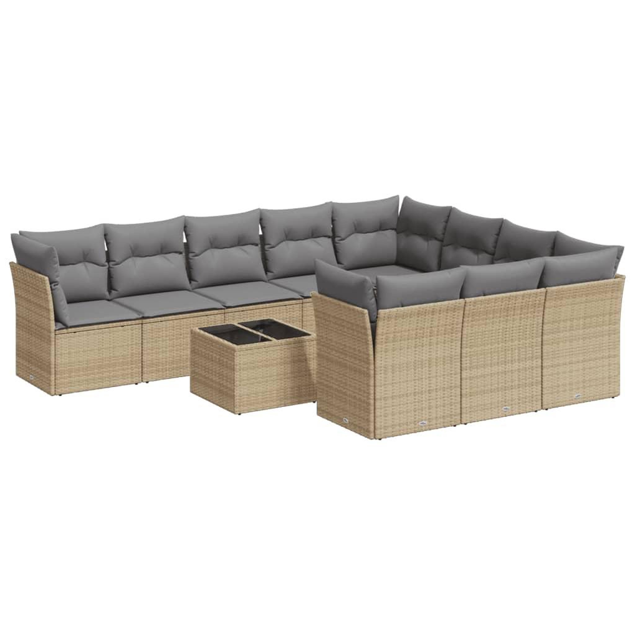 Voir la diapositive 2 : VIDAXL Salon de jardin 11 pcs avec coussins beige resine tressee