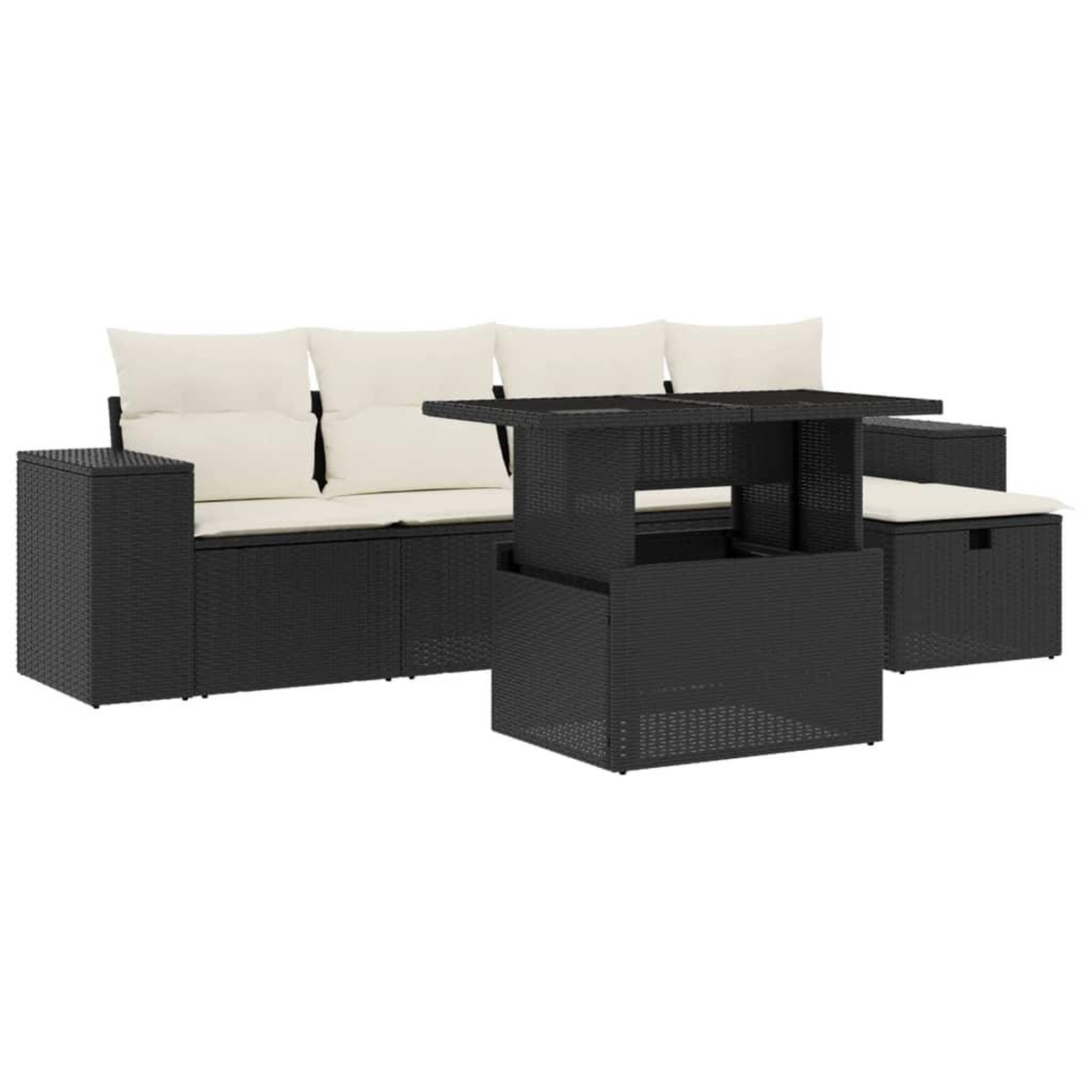 Voir la diapositive 2 : VIDAXL Salon de jardin 6 pcs avec coussins noir resine tressee