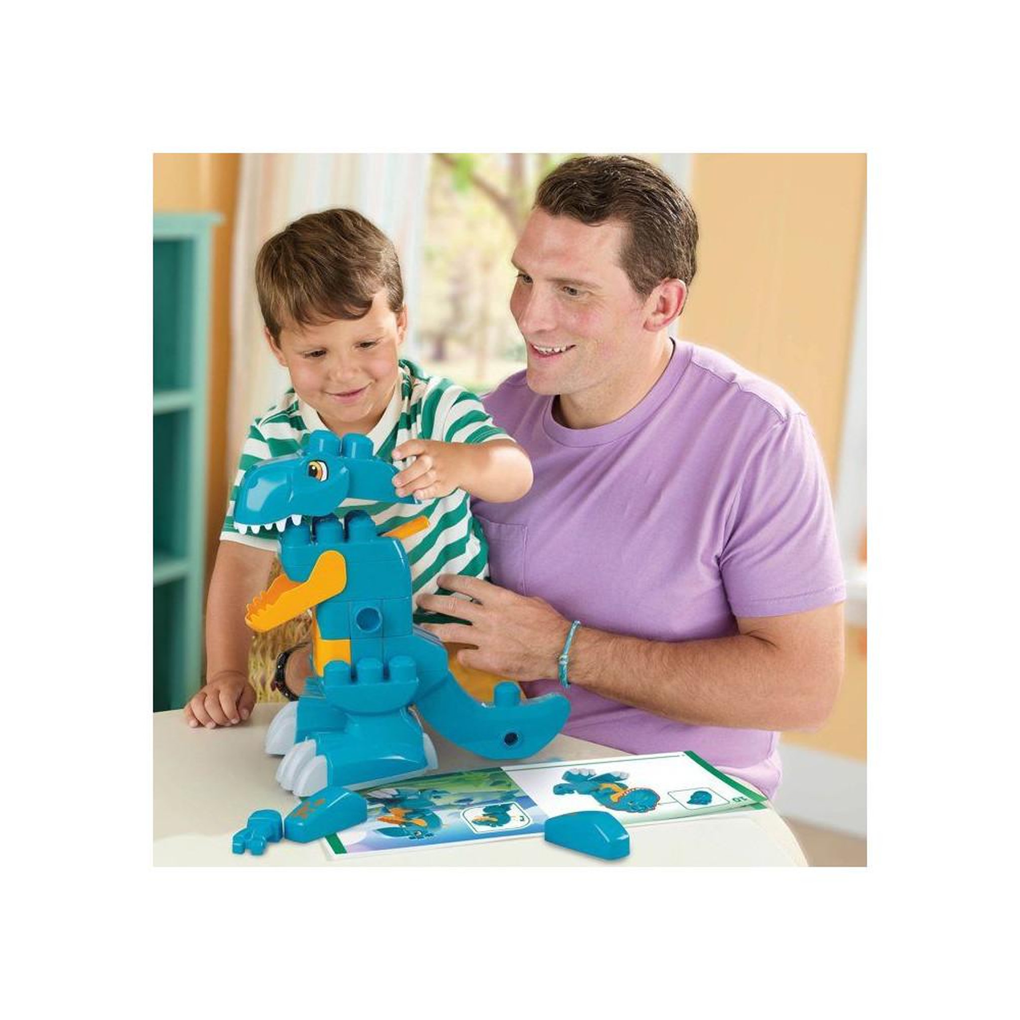 Voir la diapositive 2 : MEGA BLOKS Set de construction dinosaures 3 en 1 à construire mon dino t-rex dragon ptérodactyle avec bouche articulée