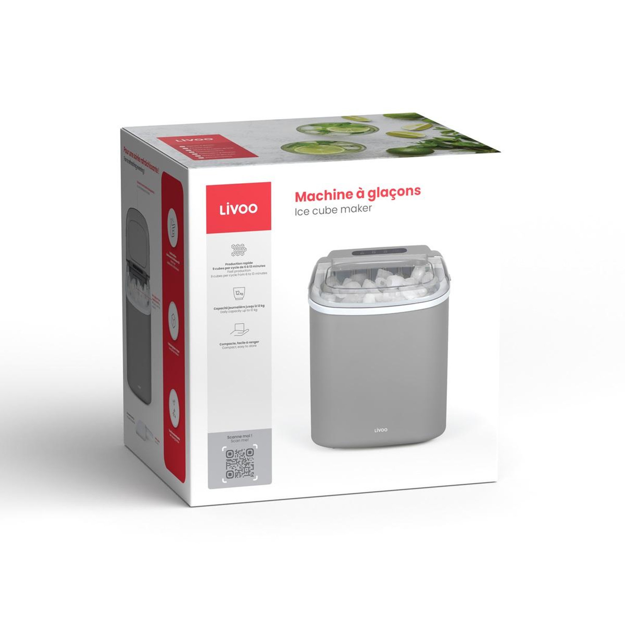 Voir la diapositive 5 : LIVOO Machine à glaçon 150w 12 kg/j - DOM484G