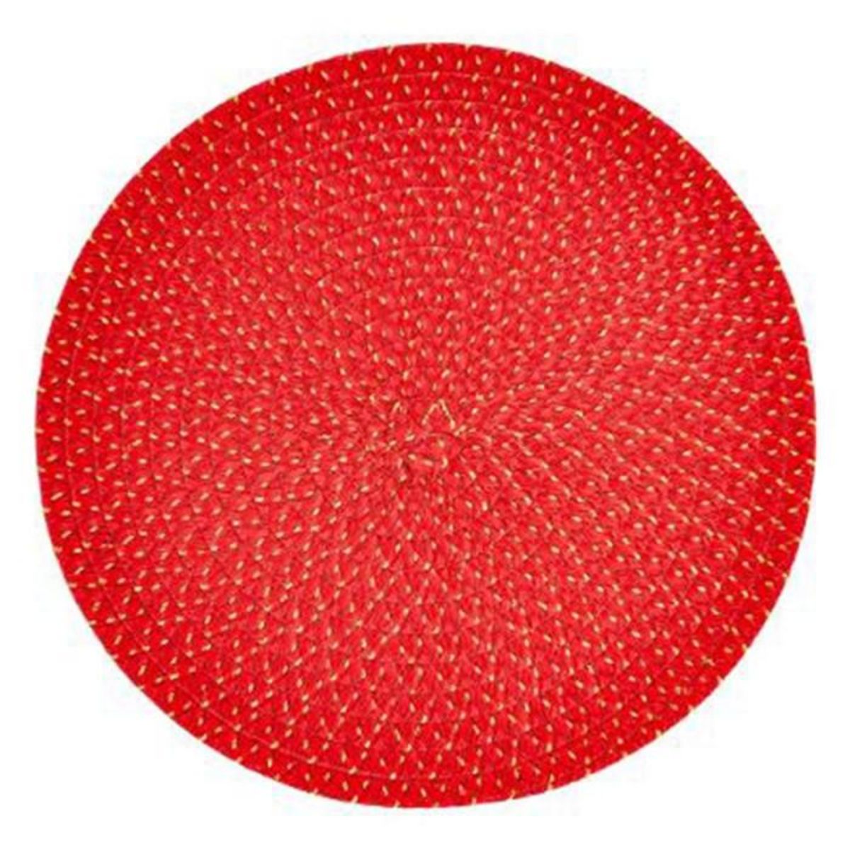 SECRET DE GOURMET Set de Table Tressé Déco  Irisé  38cm Rouge