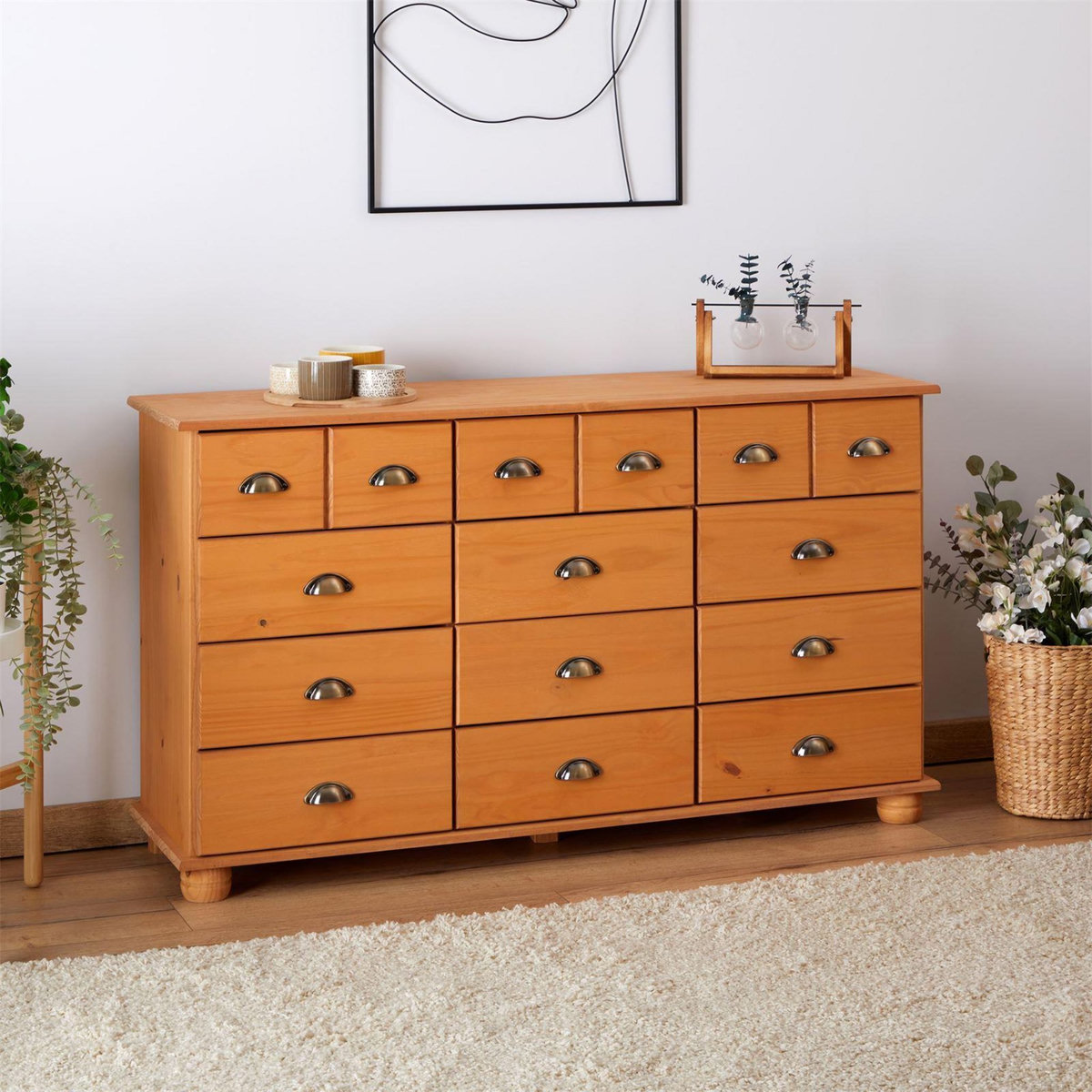 IDIMEX Commode apothicaire COLMAR en pin massif, 12 tiroirs