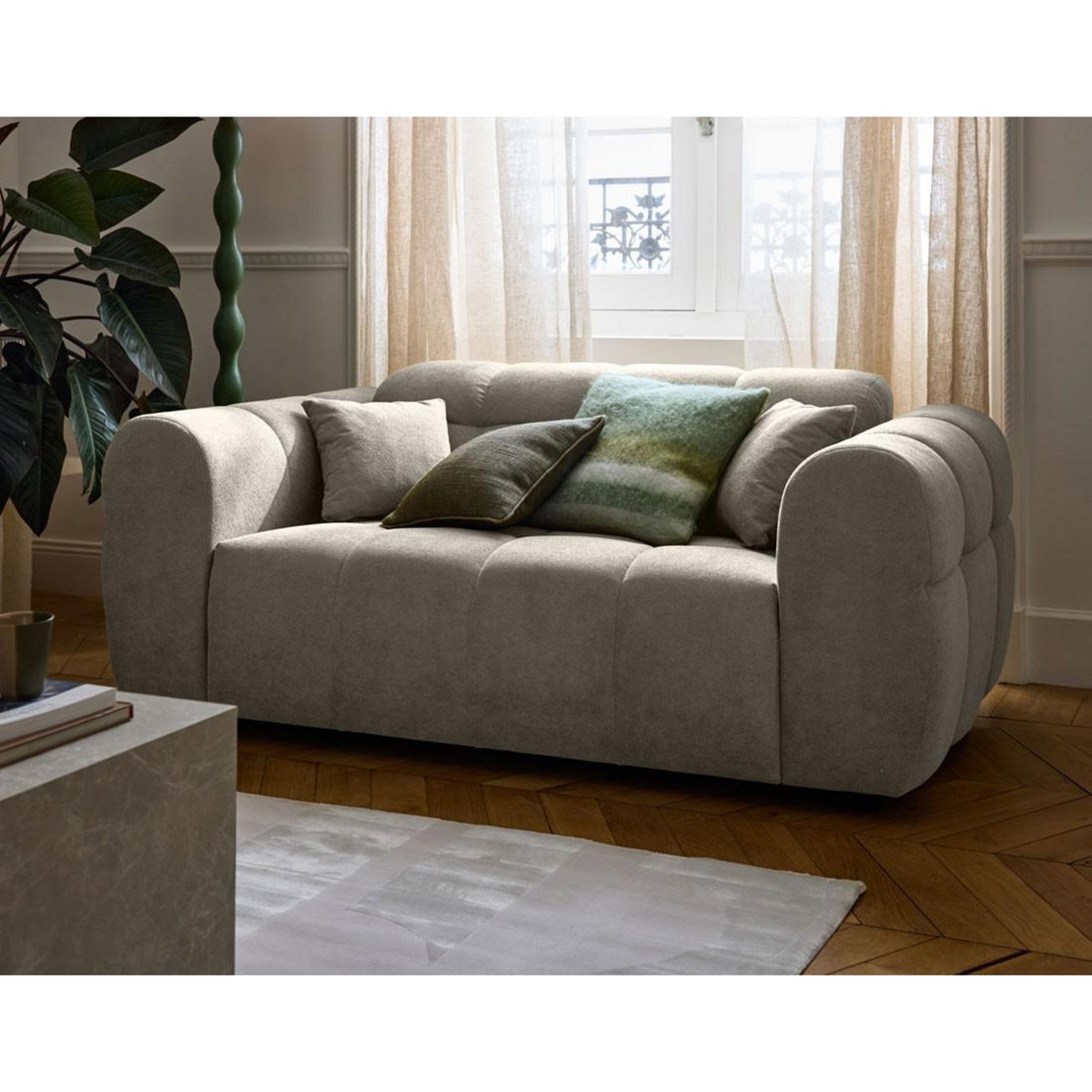 LISA DESIGN Ray - canapé droit 2 places en tissu texturé