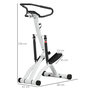 Voir la diapositive 3 : HOMCOM Stepper fitness pliable réglable - stepper avec guidon écran LCD multifonction porte-bouteille 2 roulettes acier blanc