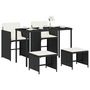 Voir la diapositive 3 : VIDAXL Ensemble a manger de jardin coussins 5pcs Noir Resine tressee