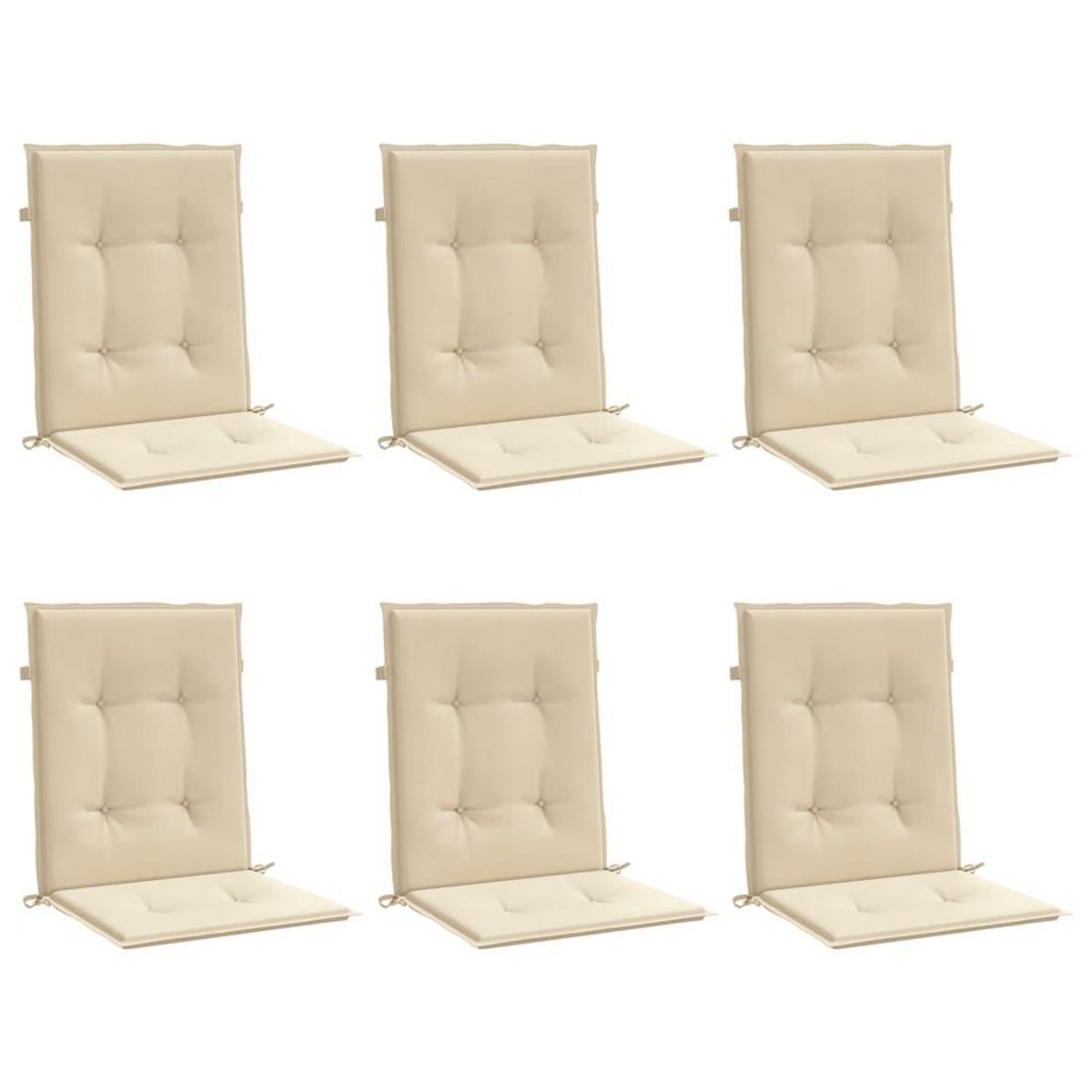 VIDAXL Coussins de chaise de jardin a dossier bas lot de 6 beige