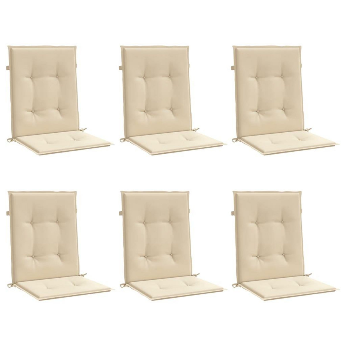 VIDAXL Coussins de chaise de jardin a dossier bas lot de 6 beige