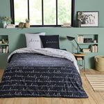 FUTURE HOME Parure de lit 2 personnes en microfibre. Coloris disponibles : Noir