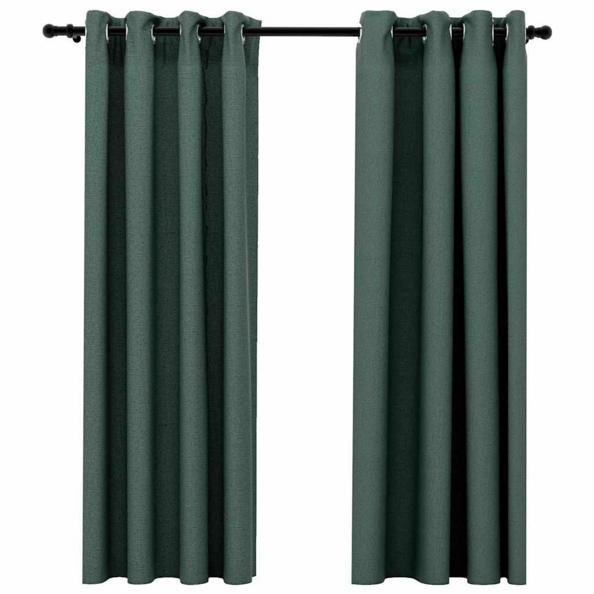 VIDAXL Rideaux occultants Aspect lin avec œillets 2 pcs Vert 140x175cm