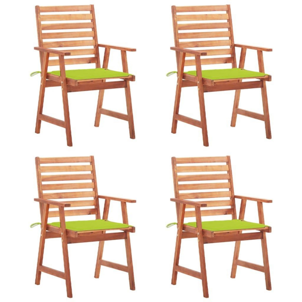 VIDAXL Chaises a manger d'exterieur lot de 4 et coussins Acacia massif