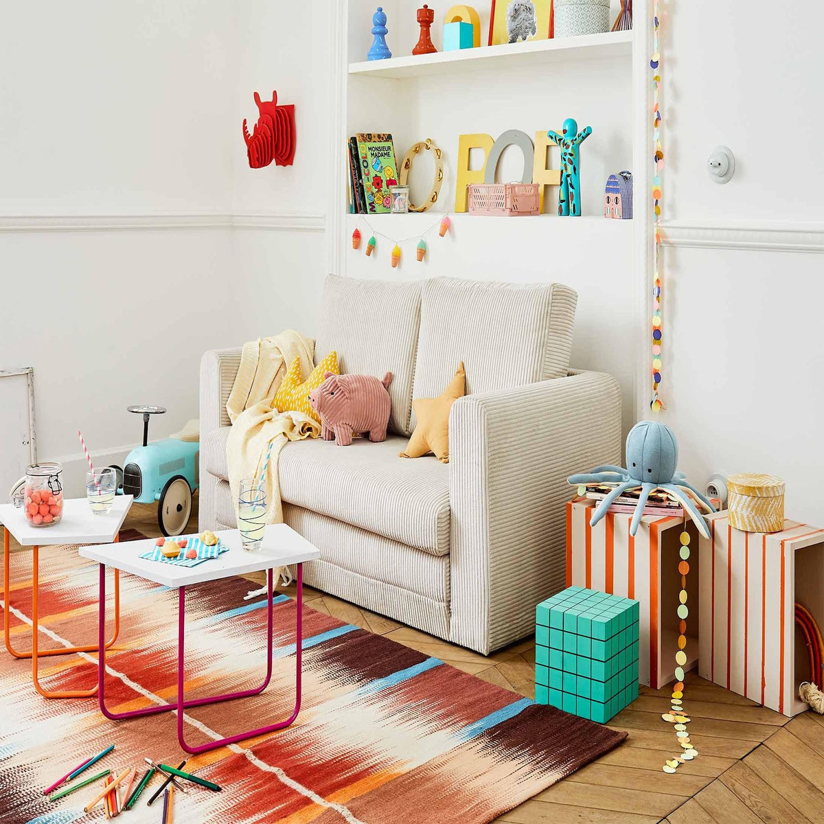 BEST MOBILIER Marilia - canapé 2 places - convertible déplimousse - en velours côtelé