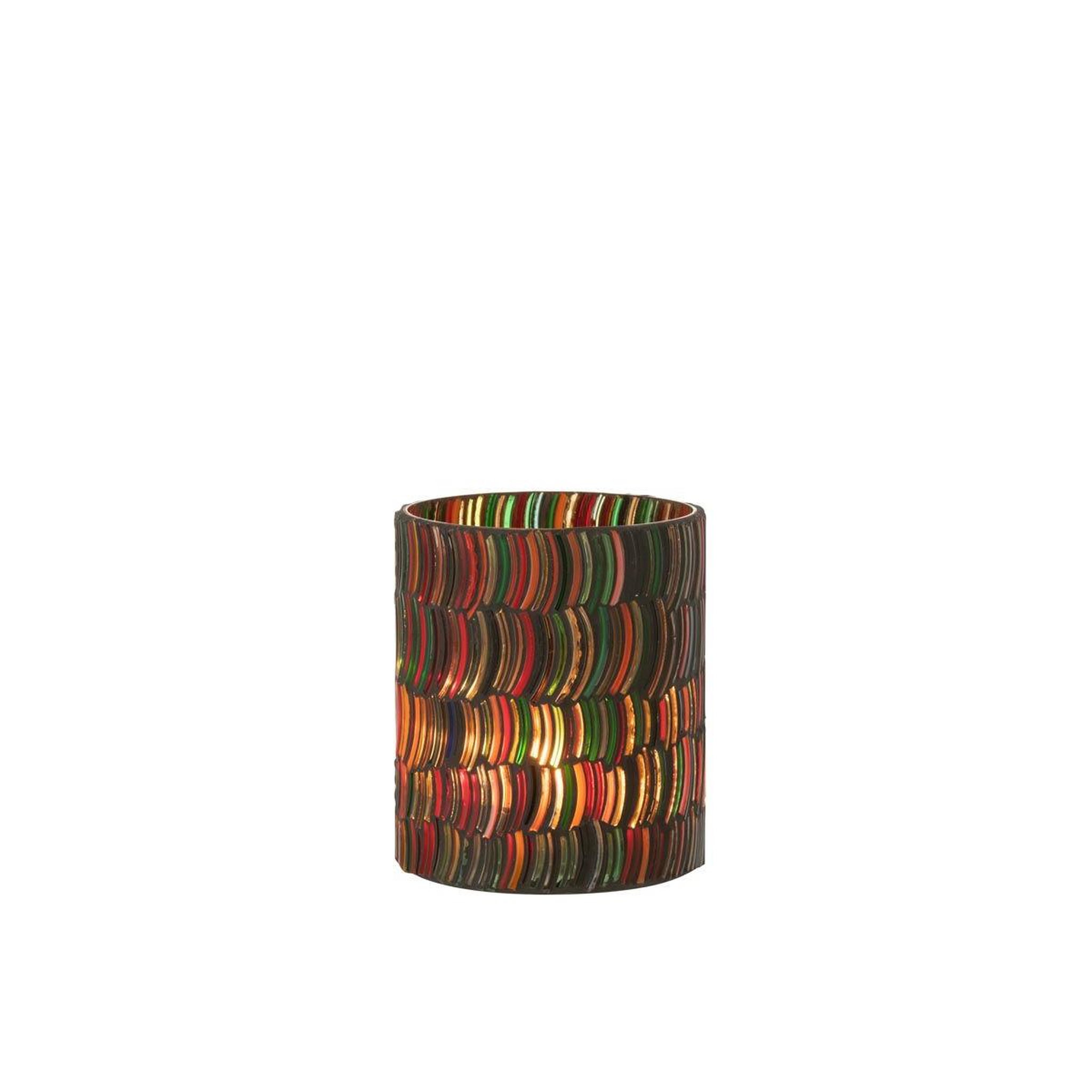 Voir la diapositive 2 : J-LINE Photophore Design  Mosaic Courbe  12cm Multicolore