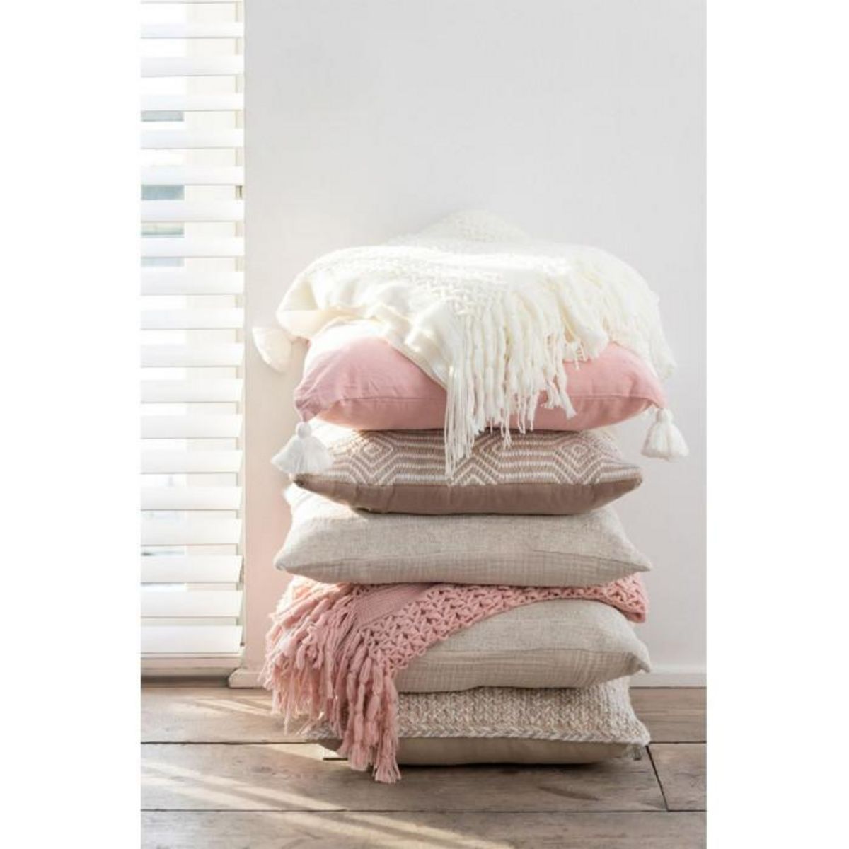 Paris Prix Plaid Déco Tricot  Abby  143x195cm Blanc