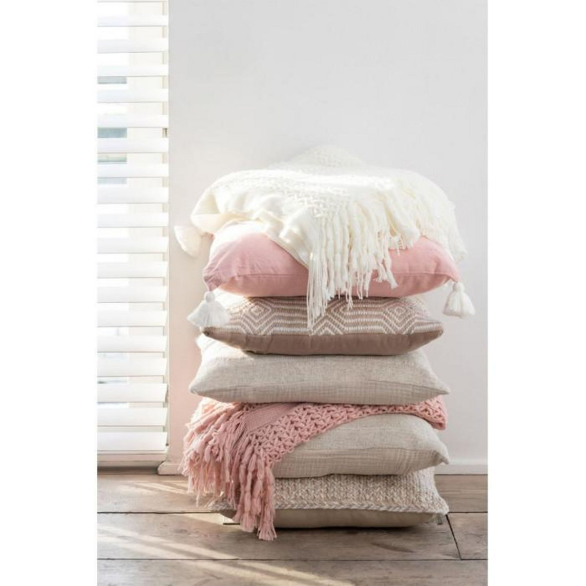 Paris Prix Plaid Déco Tricot  Abby  143x195cm Blanc