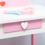 Voir la diapositive 4 : HOMCOM Coiffeuse enfant design girly motif coeur - tiroir, miroir, tabouret inclus - MDF - blanc rose