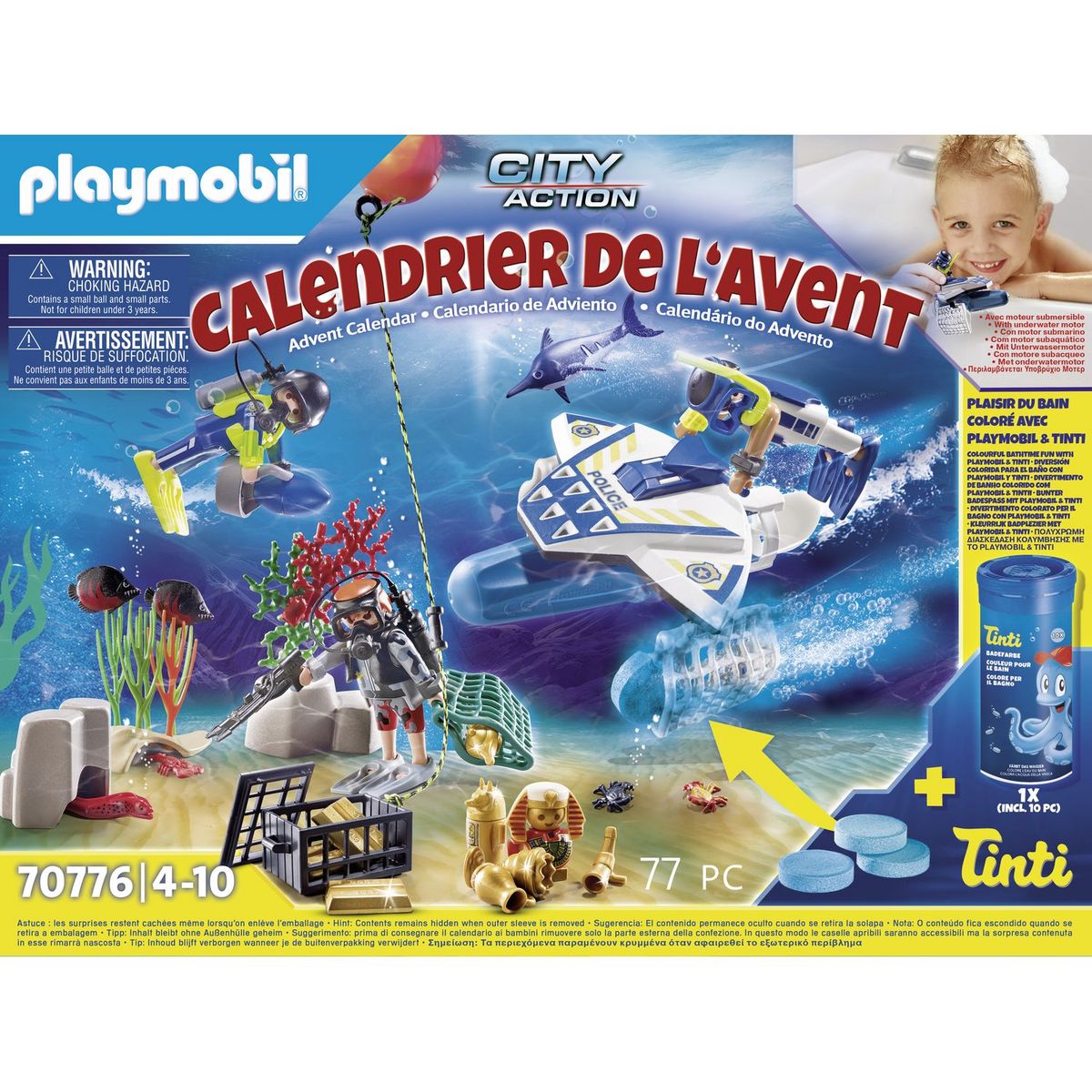 PLAYMOBIL 70776 Calendrier de l'avent - Jeu de bain policiers 