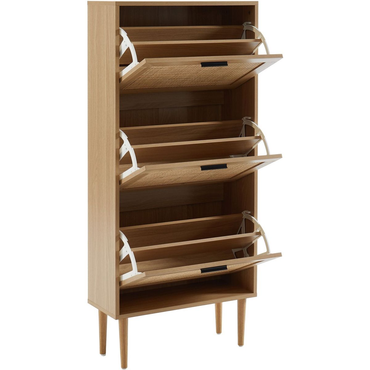 Meuble À Chaussures Cannage Et Décor Bois 3 Portes - L60 cm AMANDINE