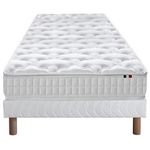 IDLITERIE Ensemble matelas à ressorts 5 zones ÉTOILE avec sommier - confort français. Coloris disponibles : Vert, Bleu, Noir, Gris, Blanc