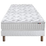 IDLITERIE Ensemble matelas à ressorts 5 zones ÉTOILE avec sommier - confort français. Coloris disponibles : Vert, Blanc, Noir, Bleu, Gris