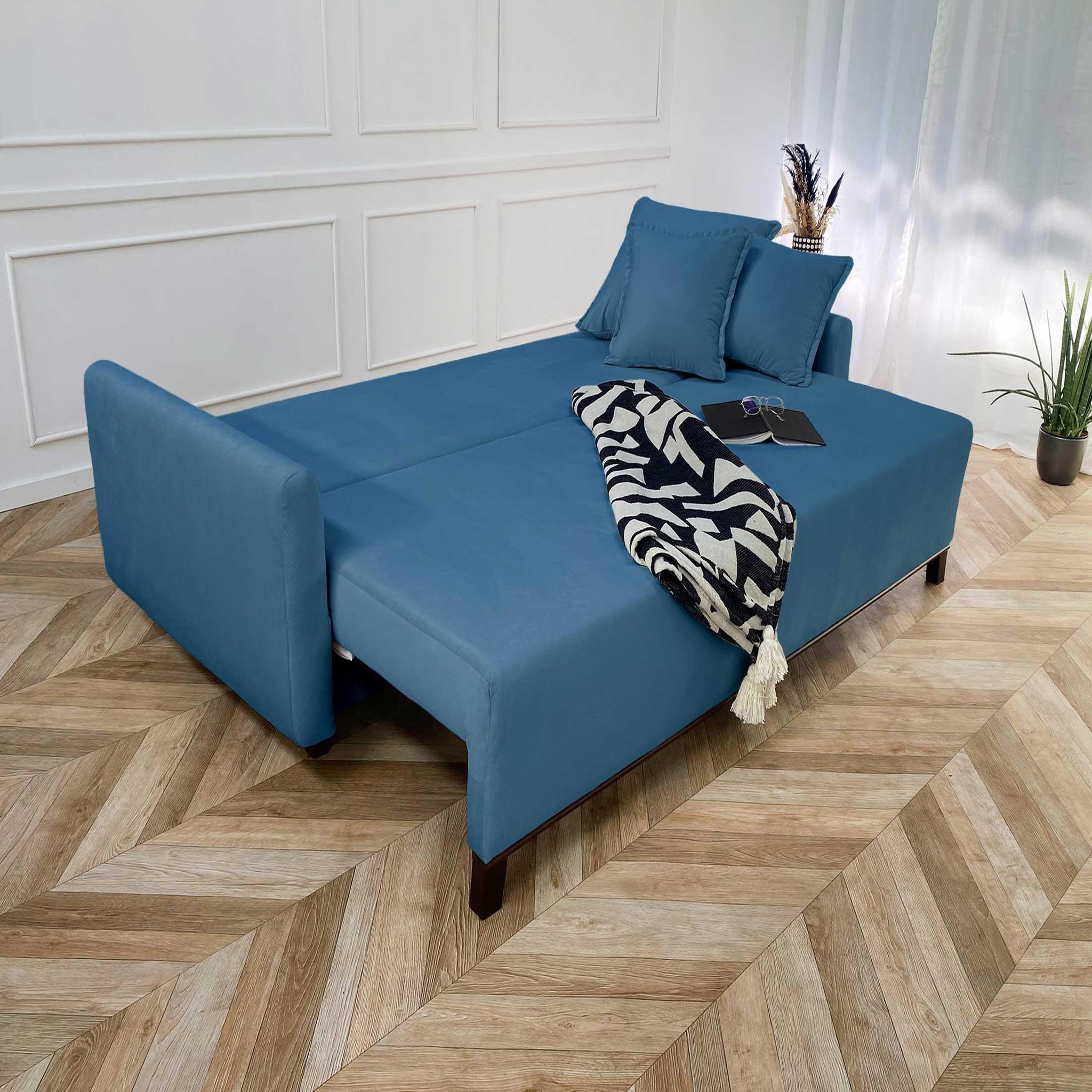 Voir la diapositive 2 : LISA DESIGN Apia - canapé 3 places - convertible avec coffre - en velours