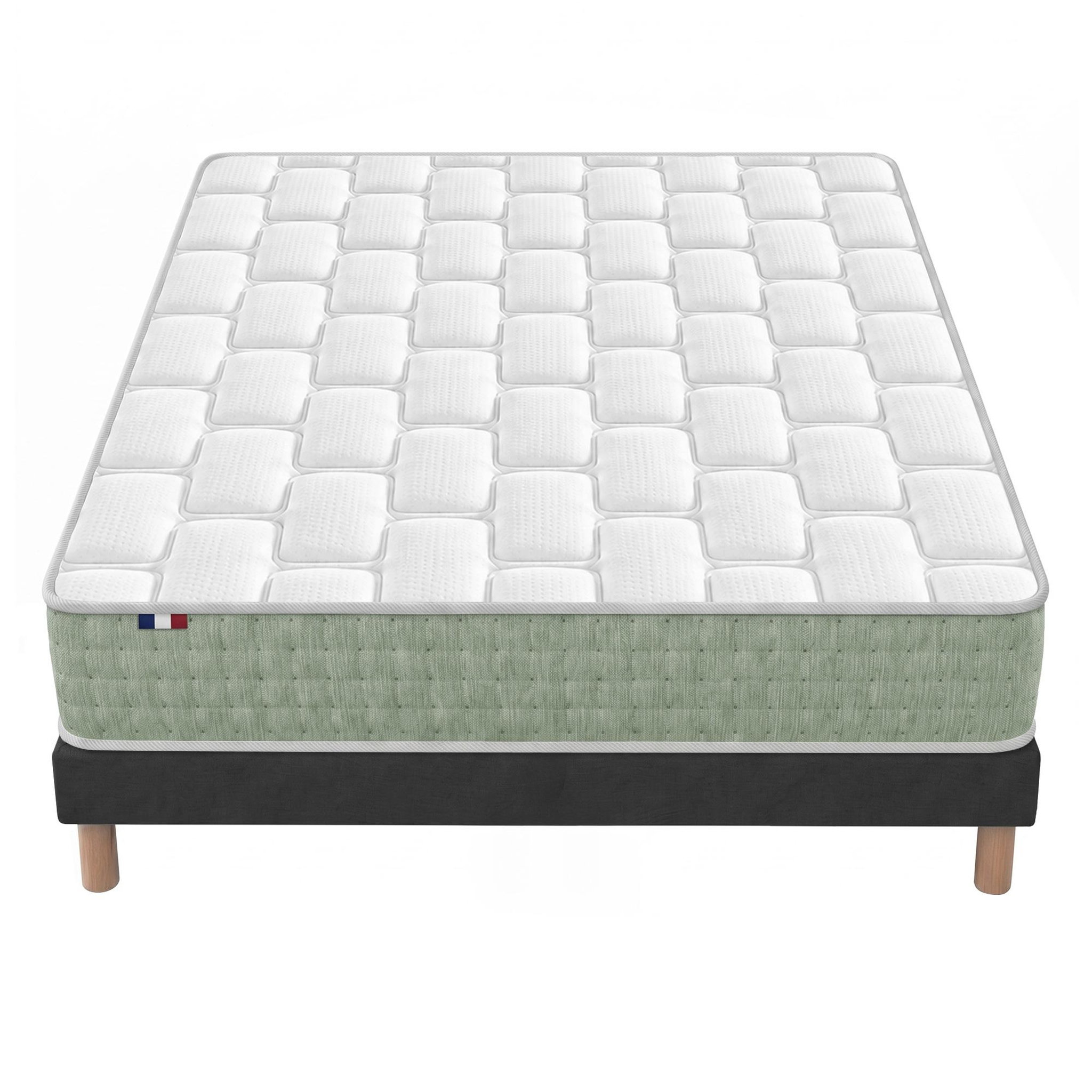 Voir la diapositive 4 : IDLITERIE Ensemble matelas ressorts 7 zones HYGGE, réversible hiver/été