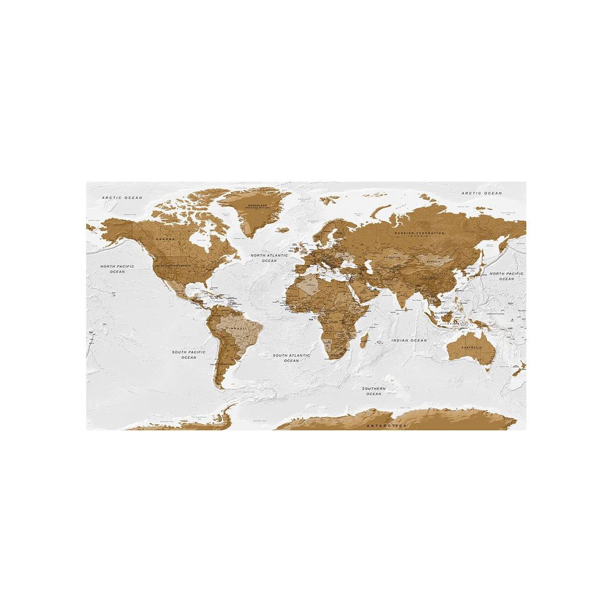 Voir la diapositive 2 : Paris Prix Papier peint xxl  world map : white oceans ii  280x500cm