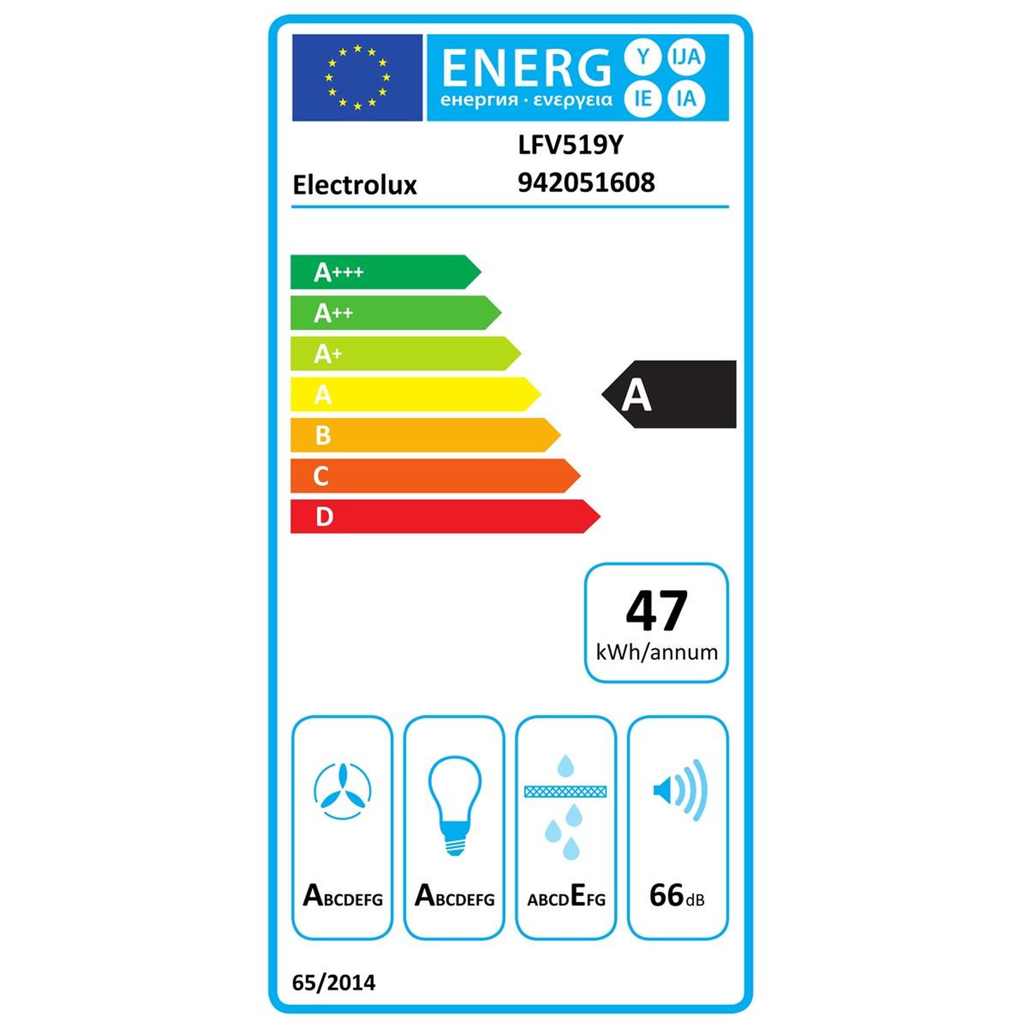 Voir la diapositive 2 : ELECTROLUX Hotte décorative inclinée 89.8cm 575m3/h inox - lfv519y